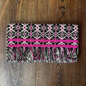 Roberta Roller Rabbit Ikat Chevron Fringe Clutch Pink NWOT